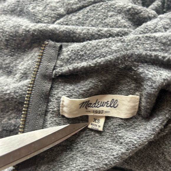 Madewell 1937 Grey Heathered Knit Fit Flare Mini Dress Short Sleeve Zip women XS - Picture 5 of 8